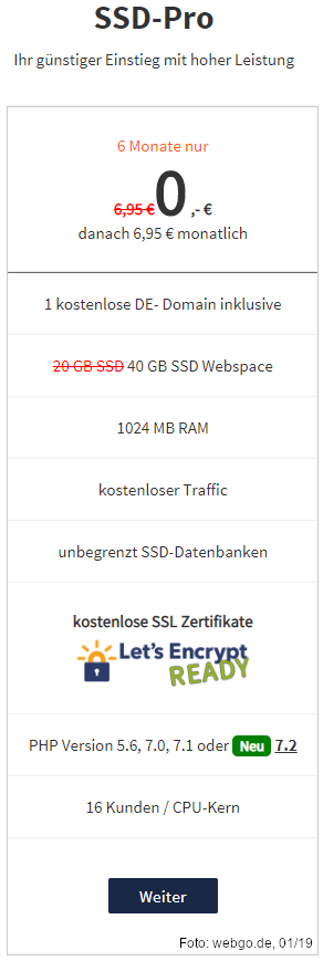 Webgo CMS SSD-Pro-Tarif